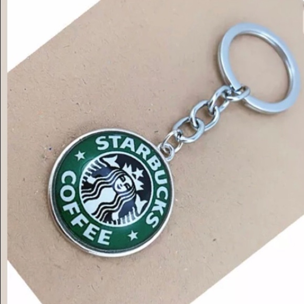STARBUCK’S Logo Glass Dome Silver Tone Keychain